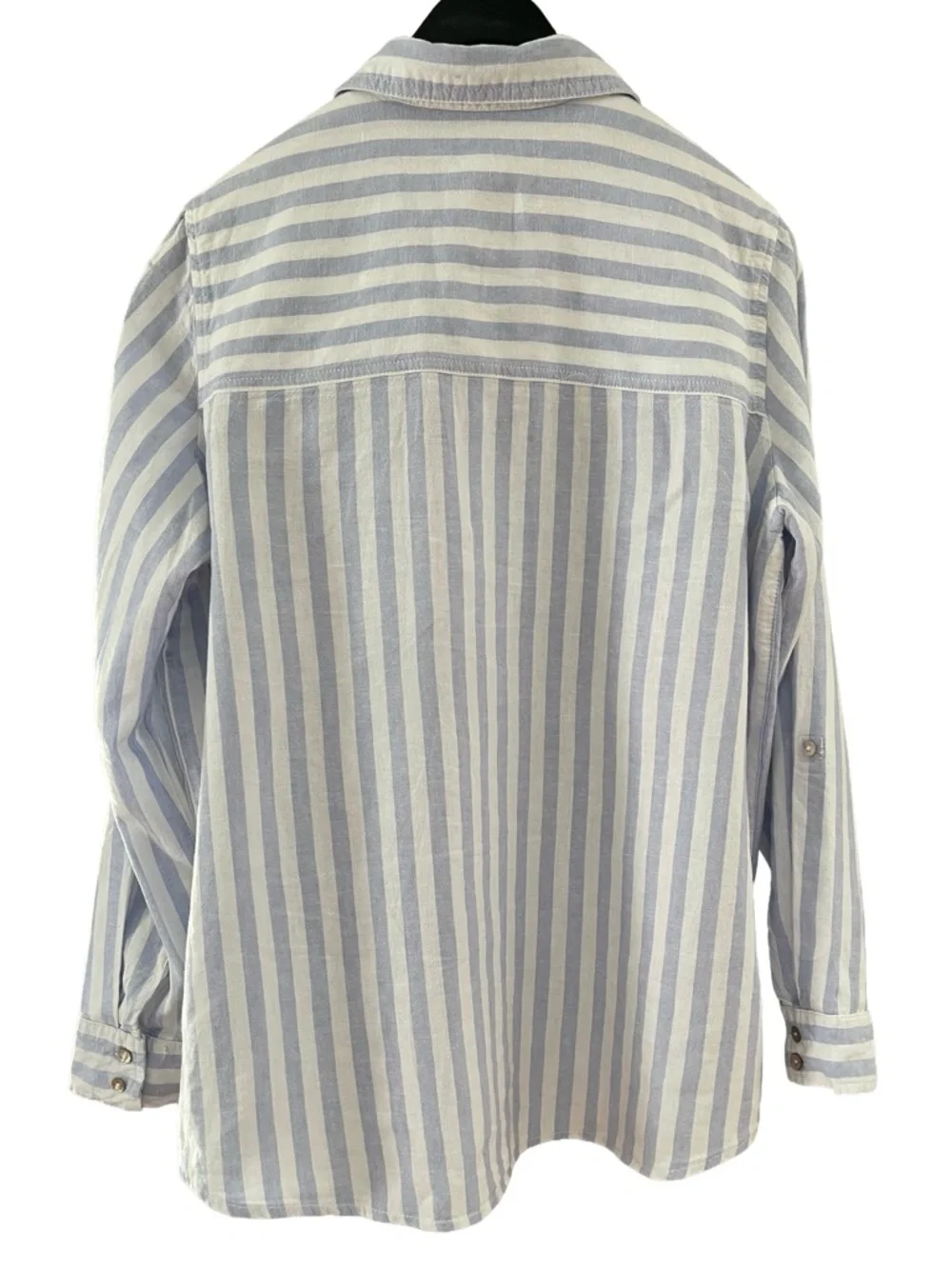 Nicole Miller NY Blue & White Stripe Linen Blend Button Down Shirt - Picture 3 of 9